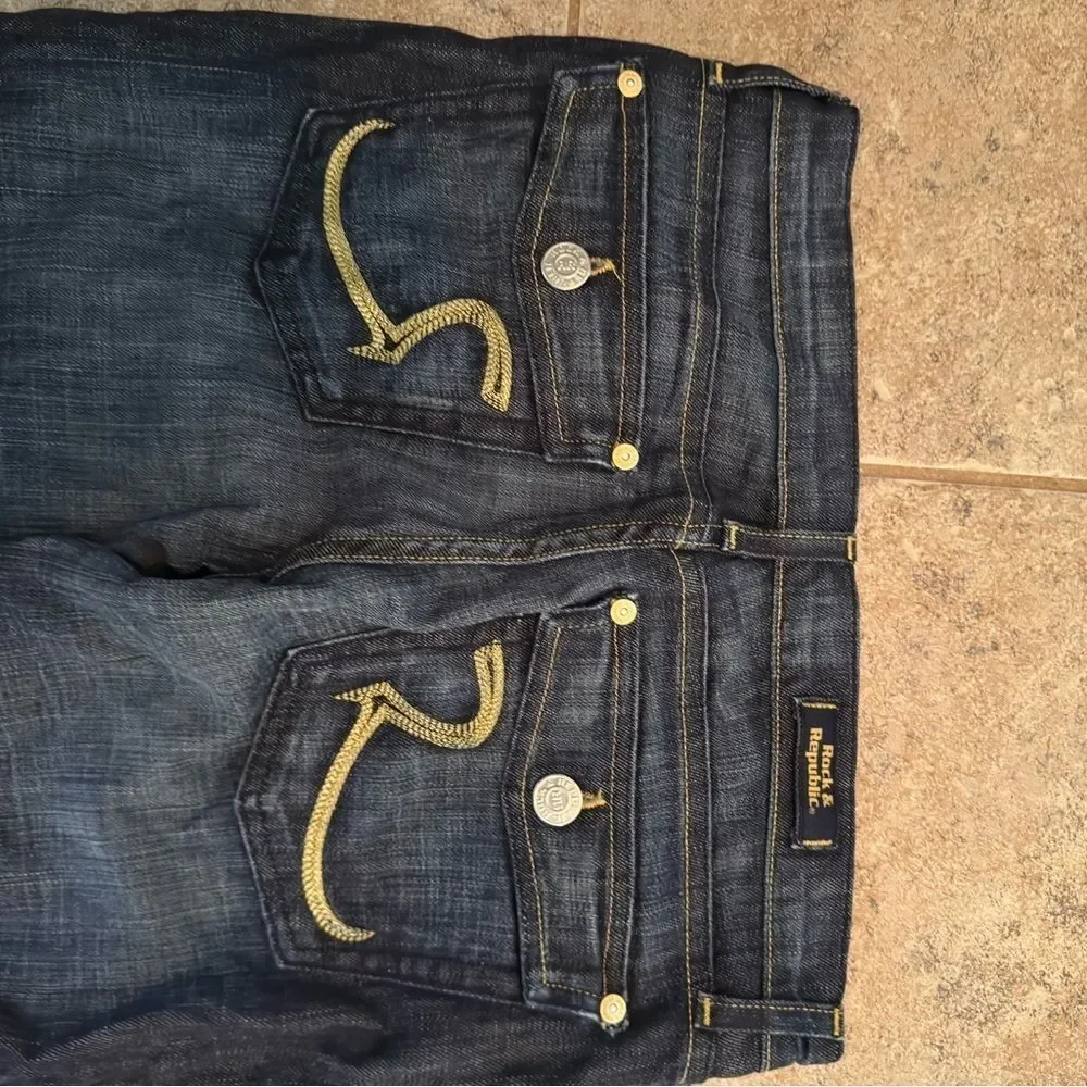 Vintage Rock & Republic Dark Blue Flare Jeans - Picture 5 of 6